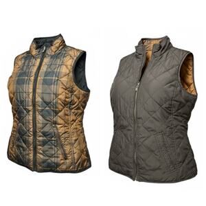 Lauren Ralph Lauren Women's Petite Tan & Black Quilted Reversible Vest - Small P